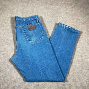 Wrangler Jeans Mens 34x32 Cowboy Cut Relaxed Fit Blue Denim Western 31MWZDN